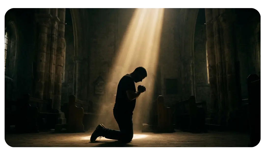 Only You and God Know A peaceful silhouette of a person finding peace with god and yourself